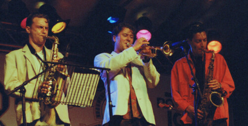 Benjamin Herman, Eric Vloeimans, Yuri Honing, 12 juli 1996, North Sea Jazz Festival (Michiel Borstlap) Benjamin Herman, Eric Vloeimans, Yuri Honing, 12 juli 1996, North Sea Jazz Festival (Michiel Borstlap)